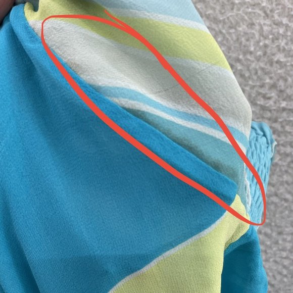 Y2K 2000s Express Blue Pattern Chiffon Mesh O-Ring Halter Midi Dress 2 S Small - Picture 7 of 11